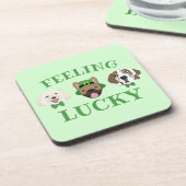 のラッキー感じSt patricks dayドッグ顔 コースター (左側)