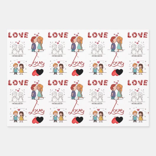 のラッパーソナライズされたプ結婚紙は贈り物を設定する。 ラッピングペーパーシート (正面)