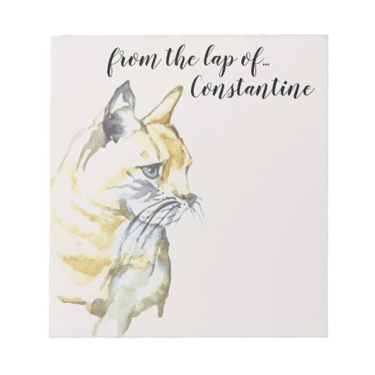 のラップから水彩猫オレンジホワイト虎猫 ノートパッド (正面)