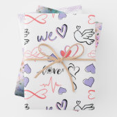 のラッ結婚ピング紙はギフトとシャワー用に設定。 ラッピングペーパーシート (インサイチュ)