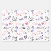 のラッ結婚ピング紙はギフトとシャワー用に設定。 ラッピングペーパーシート (正面)