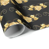 のラッ結婚ピング紙金ゴールドバラ ラッピングペーパー (ロールコーナー)