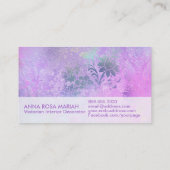 *~*のラベンダーのヴィンテージのアンティークによって老化させる青いピンクのダマスク織 名刺 (裏面)