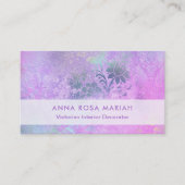 *~*のラベンダーのヴィンテージのアンティークによって老化させる青いピンクのダマスク織 名刺 (正面)