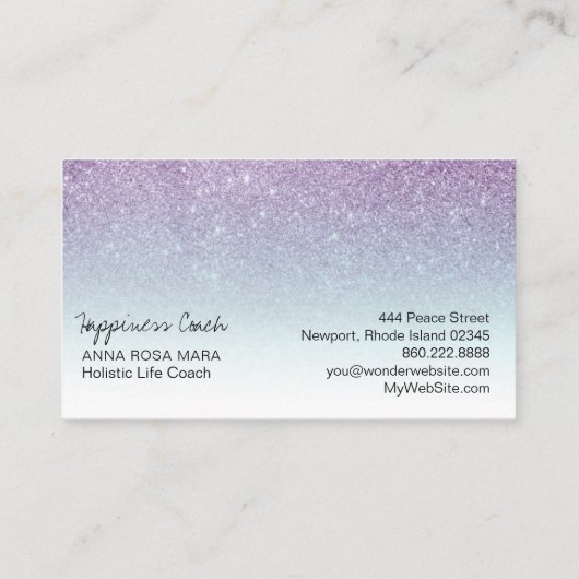 *~*のラベンダーの水の白くグラデーションな勾配のグリッター 名刺 (裏面)