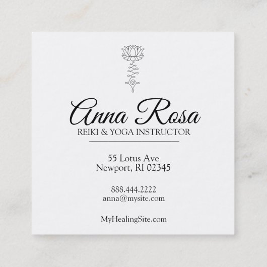 *~*のラベンダーの青は治療の霊気エネルギーはすを放射します スクエア名刺 (裏面)