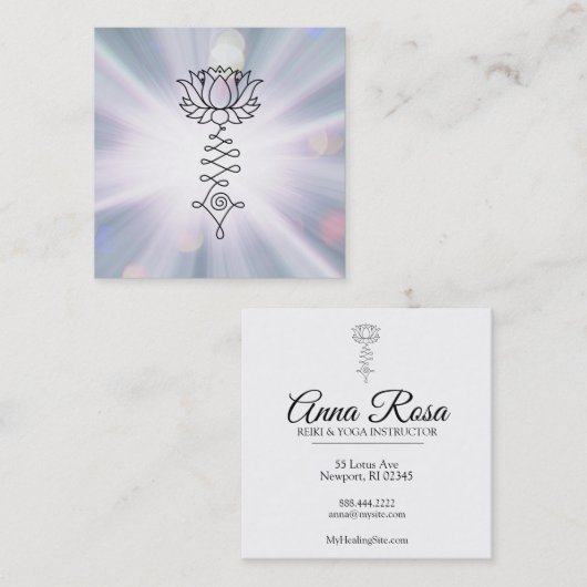 *~*のラベンダーの青は治療の霊気エネルギーはすを放射します スクエア名刺 (正面/裏面)