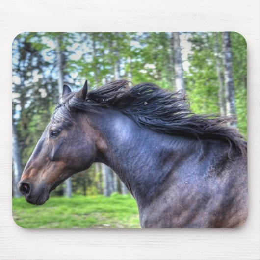 のランニング黒いサラブレッドPercheron Horse写真 マウスパッド (正面)
