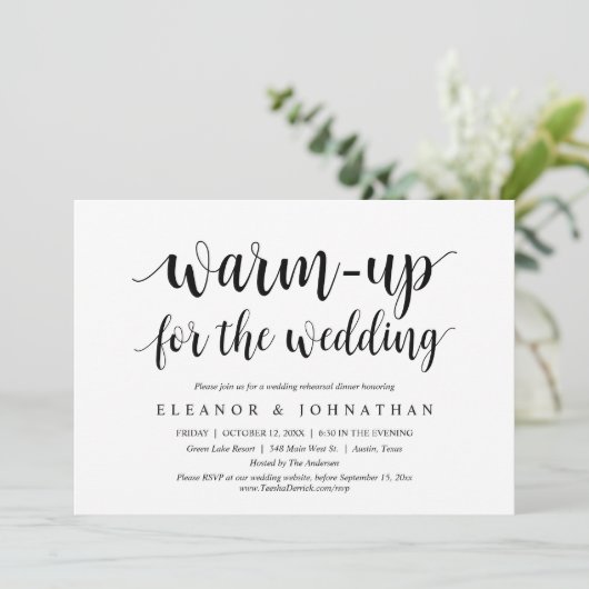 のリハーサル結婚ディナーパーティーのウォームアップ 招待状 (スタンド正面)