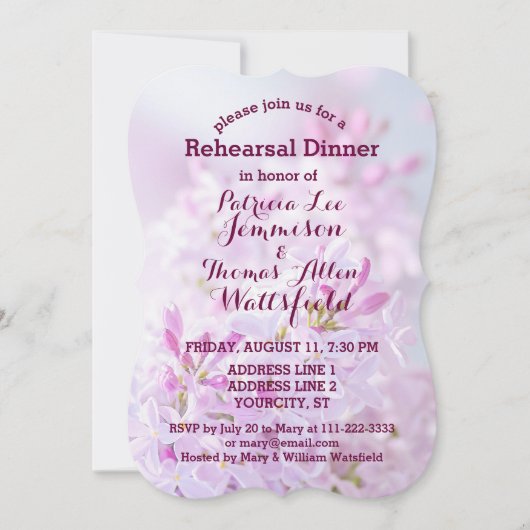 のリハ結婚ーサルディナーのカスタマイズ 招待状 (正面)