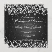 のリハ結婚ーサルディナーウィンタースパークルブラック 招待状 (正面/裏面)