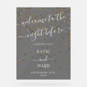 のリハ結婚ーサルディナーウェルカムブラックフロステッド アクリルサイン (正面)