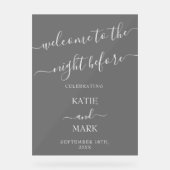 のリハ結婚ーサルディナーウェルカムブラックフロステッド アクリルサイン (正面)