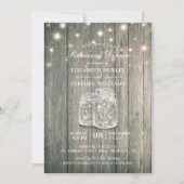 のリハ結婚ーサルディナーウッドジャースストリングライト 招待状 (正面)