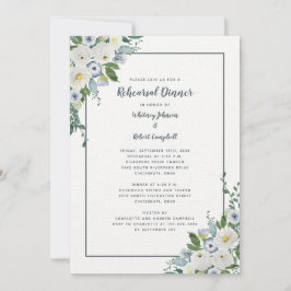 のリハ結婚ーサルディナーエレガントフローラシック灰色 招待状