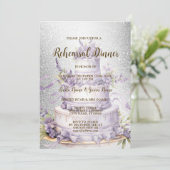 のリハ結婚ーサルディナーケーキラベンダーフローラ 招待状 (スタンド正面)