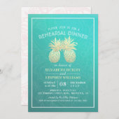 のリハ結婚ーサルディナーゴールデンパイナップルカップル 招待状 (正面/裏面)