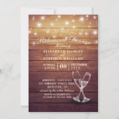 のリハ結婚ーサルディナーシャンパングラスウッド 招待状 (正面)