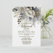 のリハ結婚ーサルディナーシルバーゴールデンホワイトローズ 招待状 (スタンド正面)