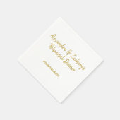 のリハ結婚ーサルディナーナプキンとハッシュタグ金ゴールド スタンダードカクテルナプキン (角)