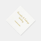 のリハ結婚ーサルディナーナプキンとハッシュタグ金ゴールド スタンダードカクテルナプキン (角)