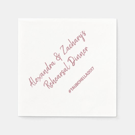 のリハ結婚ーサルディナーナプキンズハッシュタグバラ金ゴールド スタンダードカクテルナプキン (正面)