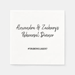 のリハ結婚ーサルディナーナプキンズハッシュタグブラック スタンダードカクテルナプキン