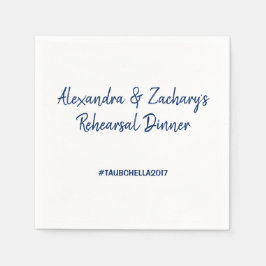 のリハ結婚ーサルディナーナプキンズハッシュタグ海軍 スタンダードカクテルナプキン