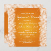 のリハ結婚ーサルディナーパーティースパークルオレンジ 招待状 (正面/裏面)