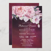 のリハ結婚ーサルディナーボホフローラパープルライト 招待状 (正面/裏面)