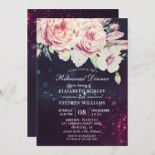 のリハ結婚ーサルディナーボホフローラパープルライト 招待状 (正面/裏面)