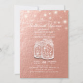 のリハ結婚ーサルディナーメイソンジャースバラゴールドフォイル 招待状 (正面)