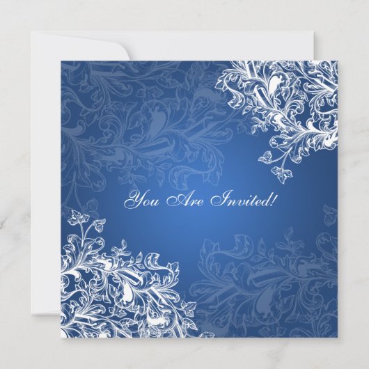 のリハ結婚ーサルディナーヴィンテージが青く渦を巻く 招待状 (裏面)