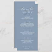 のリハ結婚ーサルディナー、ロマンチックなダスティブルー メニュー (正面/裏面)