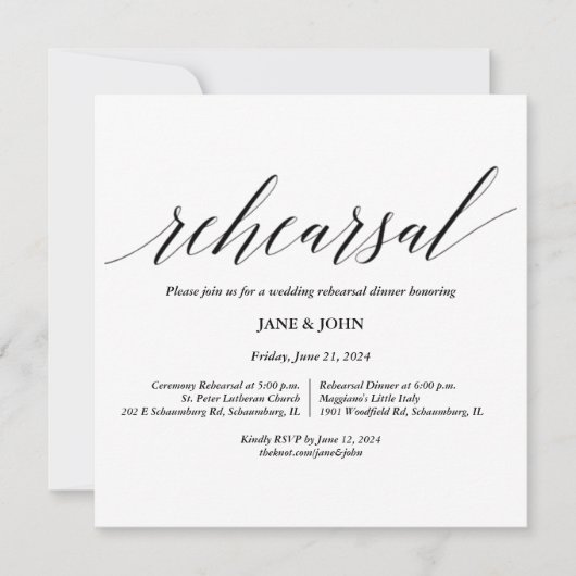 のリハ結婚ーサル招待状 招待状 (正面)