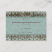 のリプライ結婚ドカードダマスクターコイズブルーブラウン エンクロージャーカード (裏面)