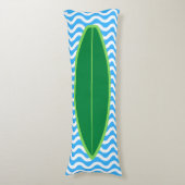 のリラックスダークグリーンブルー波サーフィン抱き枕 ボディピロー (正面縦)