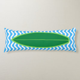 のリラックスダークグリーンブルー波サーフィン抱き枕 ボディピロー