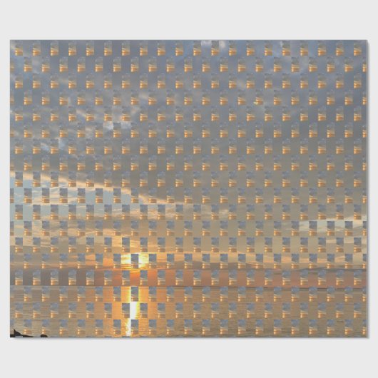 のリラックスビーチサンライズオーバーウォーターフォトコラージュ ラッピングペーパー (フラット)