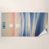 のリラックス海と日の出 ビーチタオル (正面)