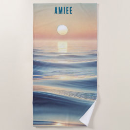 のリラックス海と日の出 ビーチタオル