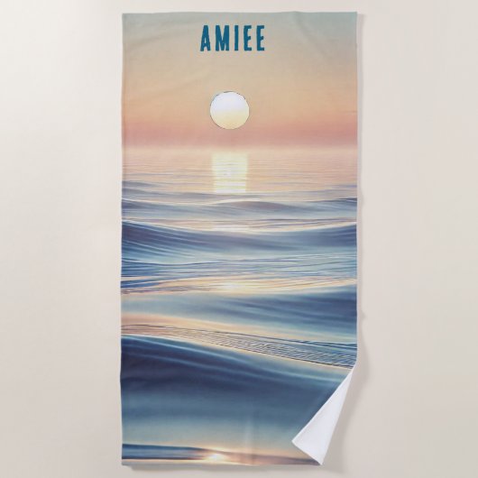 のリラックス海と日の出 ビーチタオル (正面)