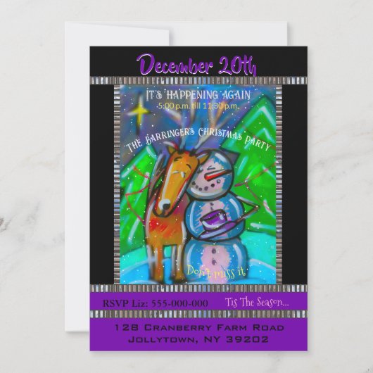 のリラックス雪だるま年間クリスマスパーティー招待状 招待状 (正面)