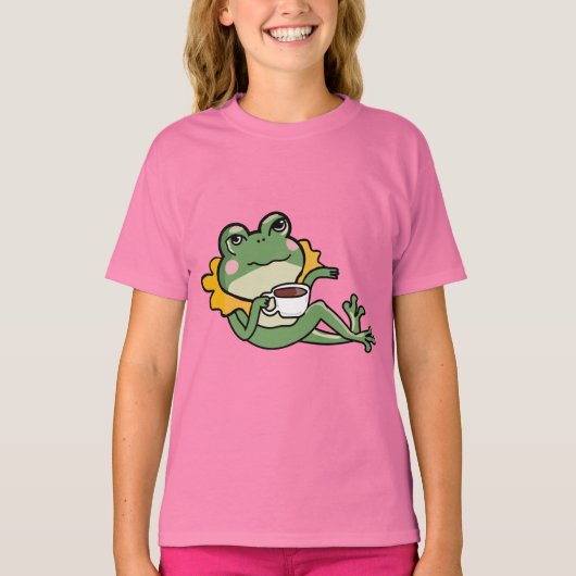 のリラックスGreen Frog Tea Lover Shirt - ユニーク Desig Tシャツ (正面)