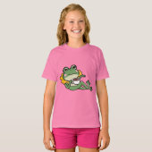 のリラックスGreen Frog Tea Lover Shirt - ユニーク Desig Tシャツ (正面フル)