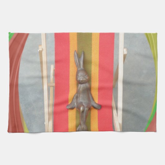 のリラックスRabbit Vector Artworkプリントデザイン キッチンタオル (横)