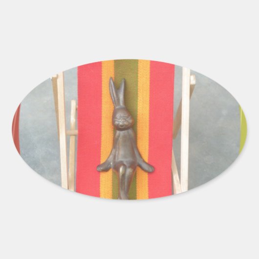 のリラックスRabbit Vector Artworkプリントデザイン 楕円形シール (正面)