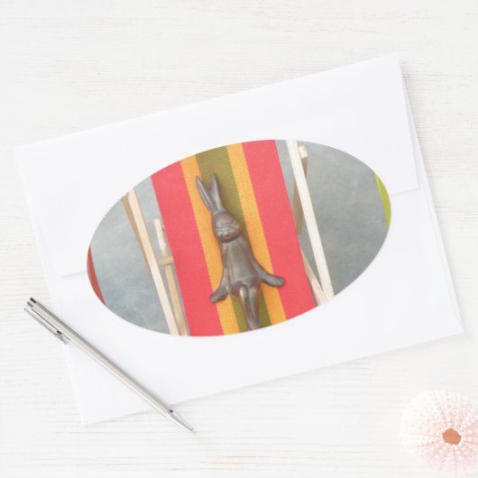 のリラックスRabbit Vector Artworkプリントデザイン 楕円形シール (封筒)