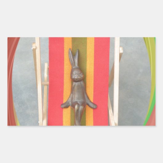 のリラックスRabbit Vector Artworkプリントデザイン 長方形シール (正面)