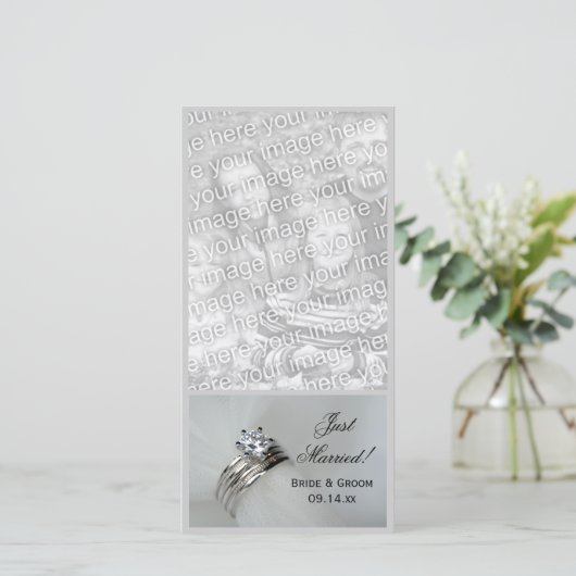 のリングや輪結婚たった今結婚しました発表写真カード 案内状 (スタンド正面)